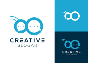 Ants speak logo. Abstract Ants with speech bubble logo design for message and technology