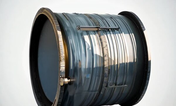 Oil Barrel Rotating on a Transparent Background. Seamless Loop. Barrel 3D. 4K