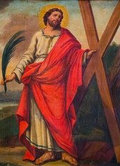 Obraz premium Stained glass (19th century) of Saint Andrew the Apostle. Saint of the Roman Catholic Church.