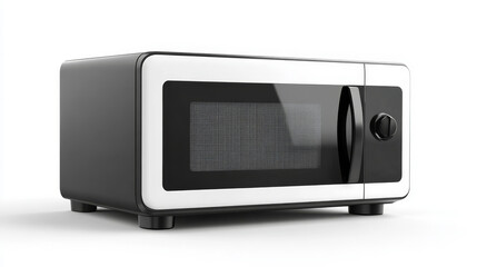Obraz premium Modern stainless steel microwave oven with digital display on white background.