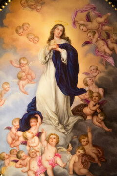 Painting (19th century) of Assumption of the Blessed Virgin Mary to the heaven.