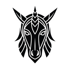 Elegant black and white unicorn head illustration perfect for logos and decorative designs on white background