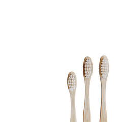 Eco-friendly bamboo toothbrushes arranged on a black background, promoting sustainable oral care and hygiene habits. on transparent background