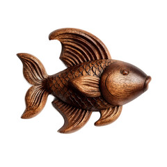 Fototapeta premium Hand-Carved Wooden Fish Wall Decor Intricate Detailing and Rich Brown Finish