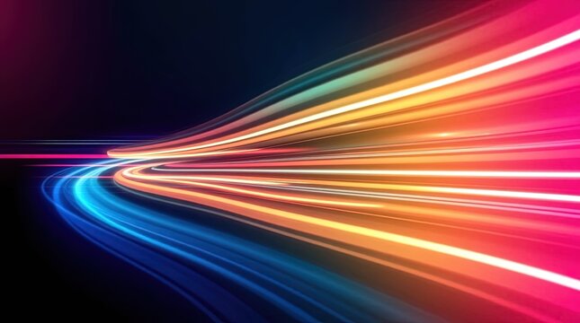 Vibrant Light Trails: Dynamic streaks of vivid color dance across a dark expanse, conveying the essence of movement and speed in a visually arresting display.