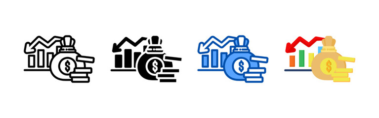 Loss icon set bundle. Multi style icon collection perfect for websites, apps, and presentations. Simple vector icon collection
