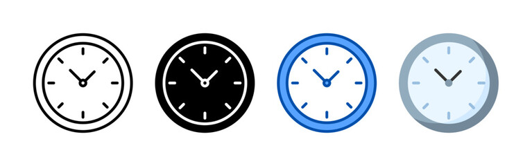 Clock icon set bundle. Multi style icon collection perfect for websites, apps, and presentations. Simple vector icon collection