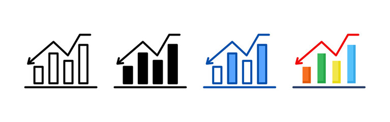 Decrease icon set bundle. Multi style icon collection perfect for websites, apps, and presentations. Simple vector icon collection