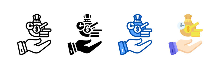 Time is money icon set bundle. Multi style icon collection perfect for websites, apps, and presentations. Simple vector icon collection