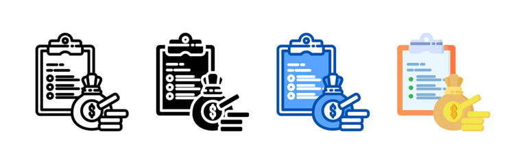 Financial planning icon set bundle. Multi style icon collection perfect for websites, apps, and presentations. Simple vector icon collection