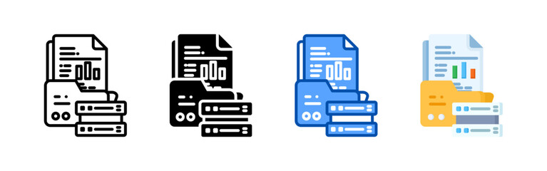 Database icon set bundle. Multi style icon collection perfect for websites, apps, and presentations. Simple vector icon collection