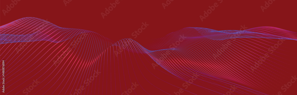 Poster futuristic dot wave. abstract digital particle wave. technology background. colored musical wave. di