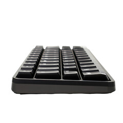 Sleek Black Mechanical Keyboard Side View for Gaming and Productivity in Modern Workspaces on transparent background
