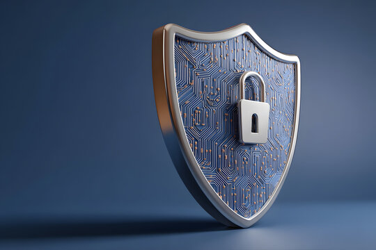 Cybersecurity Concept with Digital Lock and Circuit Lines &ndash; Secure Data and Network Protection