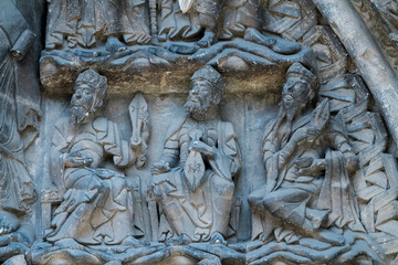 One of the twenty-four Elders of the Apocalypse, holding harps in praise of God, carved on the...