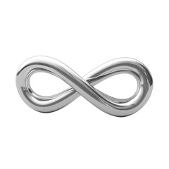 Sleek Silver Infinity Symbol Sculpture, Modern Art Piece for Home Decor, Representing Eternity and Endless Possibilities on transparent background