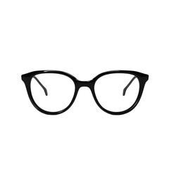 Stylish Black Cat-Eye Glasses for Fashionable Looks in Any Setting on transparent background