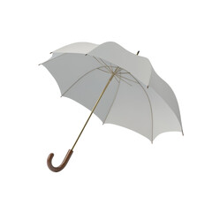 Elegant White Umbrella with Brown Handle for Rain Protection in Stylish Settings on transparent background