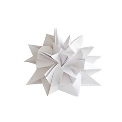 Intricate White Origami Flower Sculpture on a Plain Background on transparent background