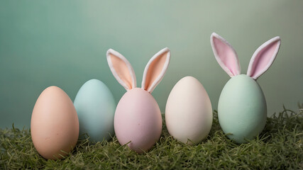 Adorable Easter Eggs with Bunny Ears A Festive Springtime Image