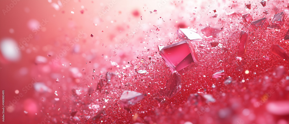 Poster shimmering red crystals and glitter create a dazzling visual display in a vibrant setting ai, red, c