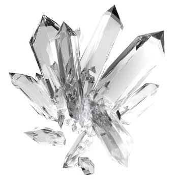 Stunning Clear Quartz Crystal Cluster Displaying Natural Beauty and Radiance on transparent background