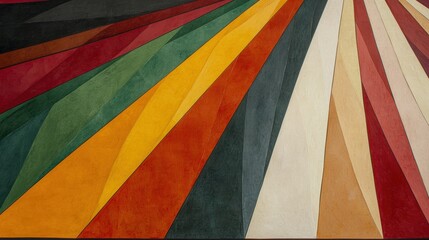 A vibrant abstract painting with bold colors and geometric shapes.