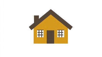 Simple yellow house icon minimalist home building symbol illustration