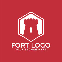 fortress castle logo design vector