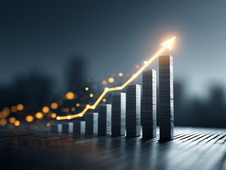 Upward arrow on a financial chart representing growth and business improvement