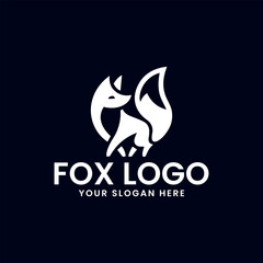 wolf fox logo design vector