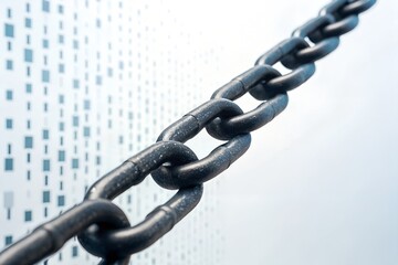 Fototapeta premium Chainlink Transforming into Pixelated Code Digital Evolution
