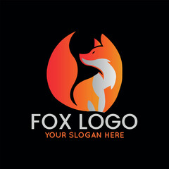 wolf fox logo design vector