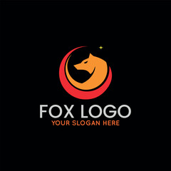 wolf fox logo design vector