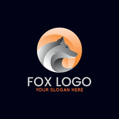 wolf fox logo design vector