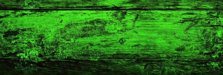 Obraz premium Distressed Wooden Texture with Neon Green Hues - Grunge Style Background for Abstract Banner Design