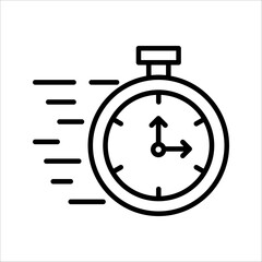quick time icon, line design Symbol isolated white background. vector illustration. color editable.