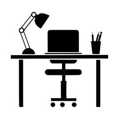 Minimalist Workspace with Ergonomic Chair and Laptop