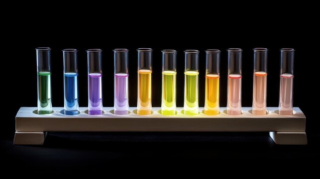 Colorful liquids in test tubes science experiment healthcare education