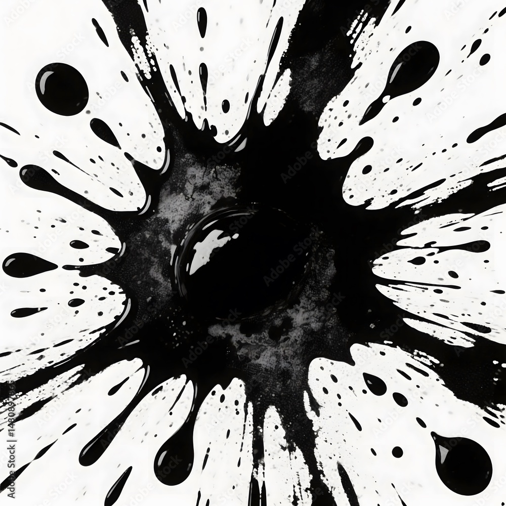 Aufkleber abstract black ink splashes on white background high-resolution graphic design element for artistic 