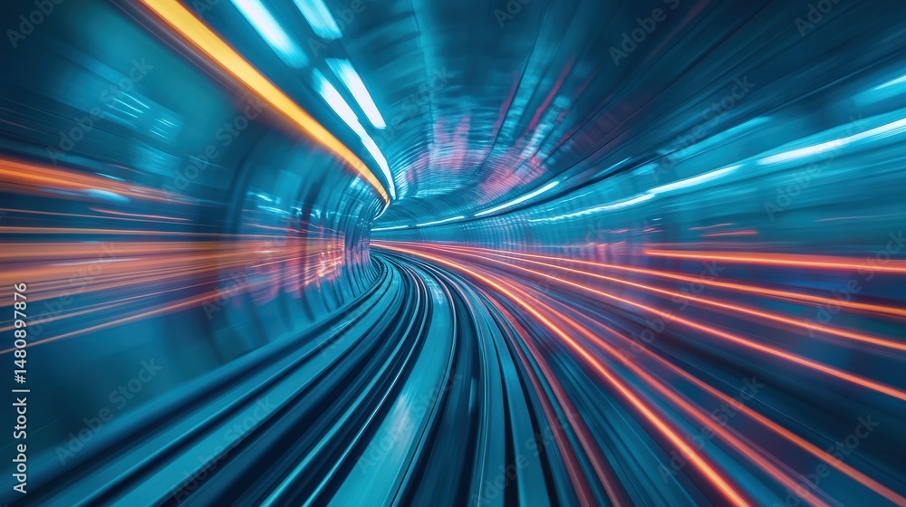 Poster abstract view of a tunnel with vibrant motion blur.