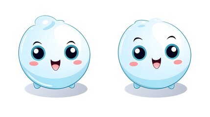 Obraz premium Adorable Kawaii Style Flirtatious Face and Smile Vector Illustration for Graphic Design