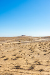 The fortress of Chilpik Kala, a tower of silence (dakhla) of the ancient Zoroastrian religion, serving as burial site in the desert,  Uzbekistan