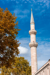 Minaret of the Suleymaniye Mosque in  Istanbul, Turkey