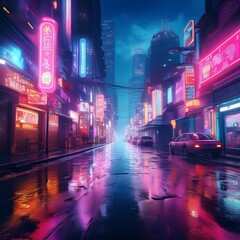 Neonstra&szlig;e bei Nacht