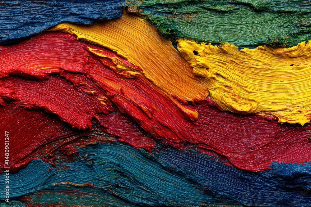 Aufkleber abstract multicolored oil paint strokes creating a vibrant and textured surface, showcasing rich hue