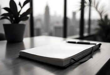 Modern Workspace Blank Notebook and Pen Ready for Ideas and Notes