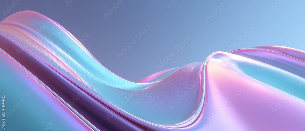 Poster abstract iridescent wave background with flowing holographic colors and smooth texture for modern de