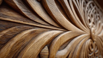 Hand Carved Tribal Pattern on Wood Panel Showcasing Craftsmanship and Texture in Warm Light