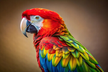 Obraz premium A vibrant portrait of a colorful macaw parrot featuring its brilliant plumage